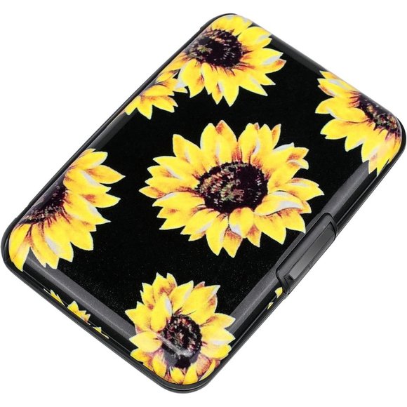 Gents and Ladies (Yellow sunflower) Mini RFID Aluminum Wallet Cards Holder - Picture 1 of 7